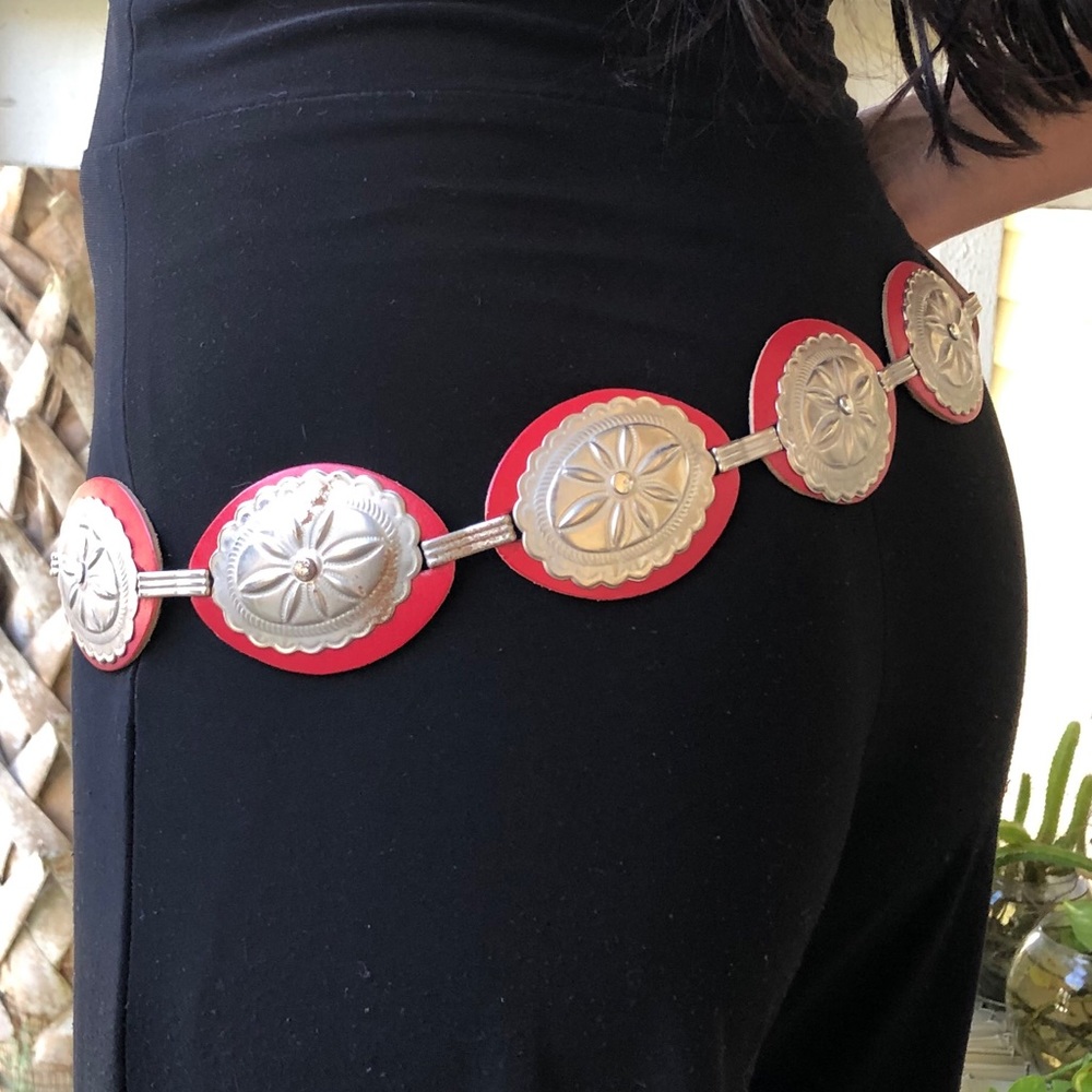 Vintage red western style belt